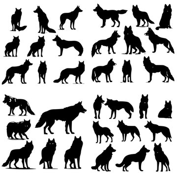 Wolf silhouettes vector