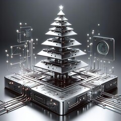 A high-tech Christmas tree in minimalism style, AI generated image