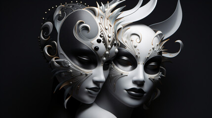 Black and white carnival masks