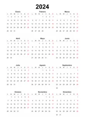 Foto op Canvas calendar spanish 2024, simple design element for organizers, planners, diary, agenda © poco_bw