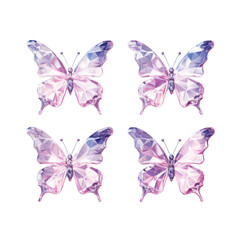 Fantasy crystal butterflies isolated on transparent background,transparency 