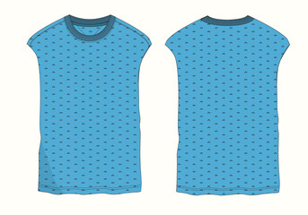 Light Blue AOP Color Boyes and Menes T Shirt vector illustration flat fashion design