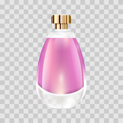 Vector perfume colored glass bottles on tranparent