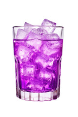Glass of purple water with ice,fancy drinks solated on transparent background,transparency 