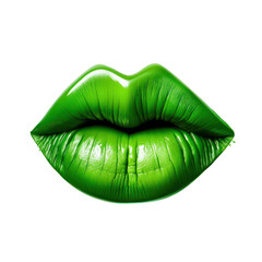 Green lips isolated on transparent background,transparency 