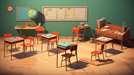 Classroom chair desk illustration