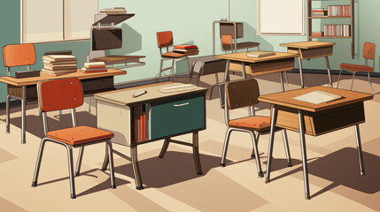 Classroom chair desk illustration