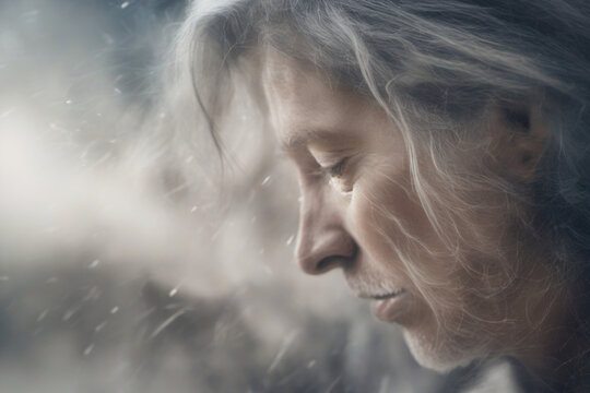 Close-up portraits on the theme of dreams and coldness