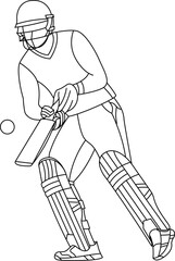 Cricket Player Outline, Batsman SVG Outline, Cricket Player Vector Art	