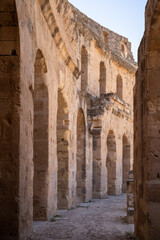 El Jem Coliseum. The largest Roman amphitheater in Africa. Unesco World Heritage.