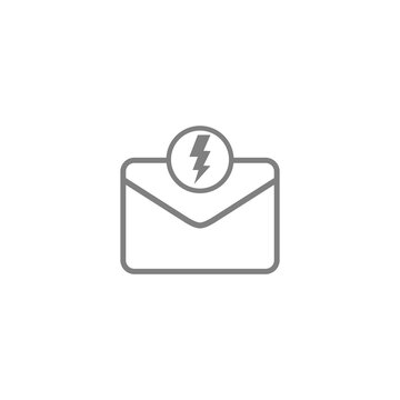 Email with lightning icon isolated on transparent background