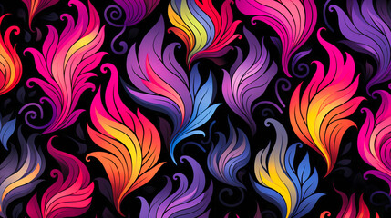 Ethereal Feathered Flames Dancing Amidst Midnight, Radiant Palette Unveiling Nature's Mystical Rhythms.