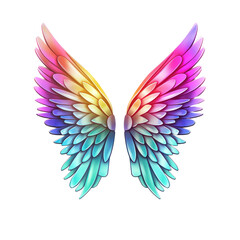 Hologram angel wings in realistic style isolated on transparent background,transparency 