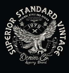 SUPERIOR STANDARD VINTAGE.DENIM COMPANY.VECTOR .Heritage vector design