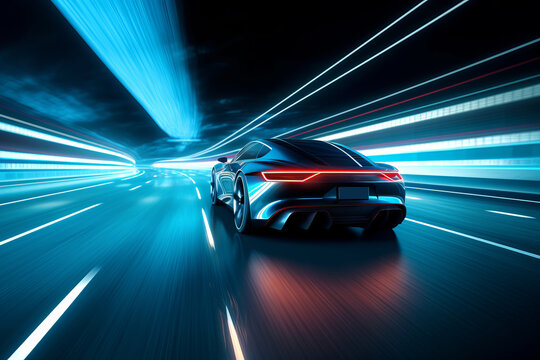 fast-moving electric car in motion