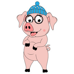cute pig animal cartoon illustration