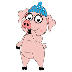 cute pig animal cartoon illustration