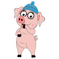 cute pig animal cartoon illustration