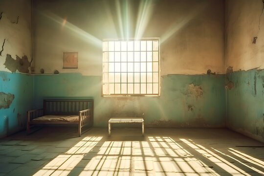 The prison cell is dark
