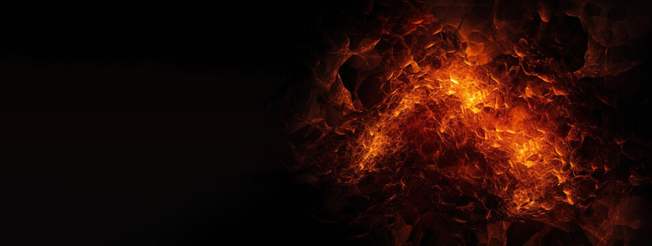 Religious concept of fiery hell. Flaming background of demonic evil. AI generated.