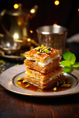 Delicious Turkish Dessert Baklava Close-Up