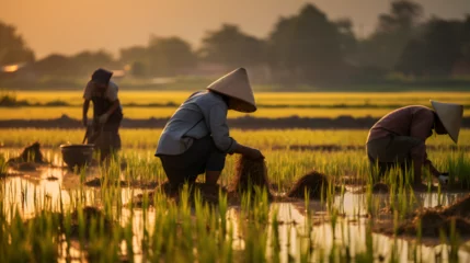 Foto op Plexiglas rice fields © Sippawich