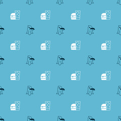Set Eagle and Burger on seamless pattern. Vector