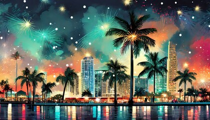 Obraz premium Christmas holiday season in miami close to the beach