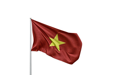 Vietnam flag waving on transparent or PNG background with vintage, retro effects
