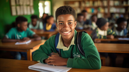 Black teenage students in the classroom