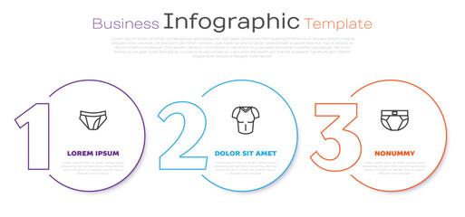 Set line Men underpants, T-shirt and . Business infographic template. Vector