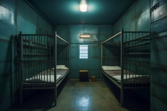 The prison cell is dark