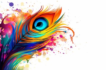 Peacock Inspired abstract energetic colorful white background: generative ai