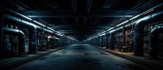 Long empty underground corridor