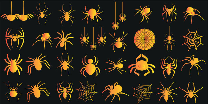 Halloween vector illustration featuring spiders in a creepy, crawly design. Perfect for autumn, October, holiday decorations and designs. This spooky, scary pattern is a great for any project
