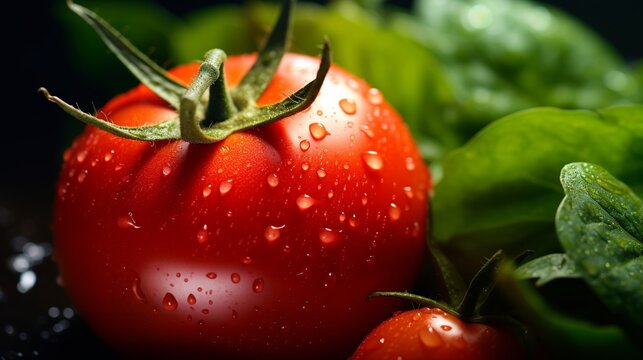 A close-up photo of a fresh red tomato