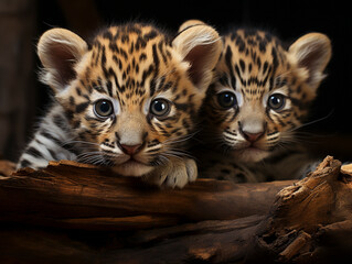 two leopards puppies , AI generated