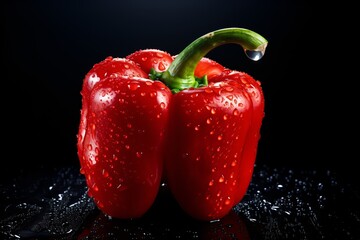 Red capsicum isolated in a black background
