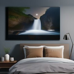 A hidden, moonlit waterfall that flows upwards into the night sky5