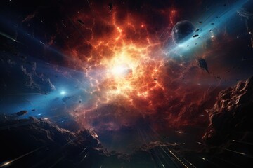 Supernova aftermath in a radiant nebula. - obrazy, fototapety, plakaty