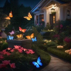 A hidden, moonlit garden filled with glowing butterflies and luminescent flowers2