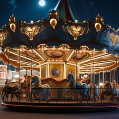 An ethereal, moonlit carousel with mythical creatures that carry you through the night1
