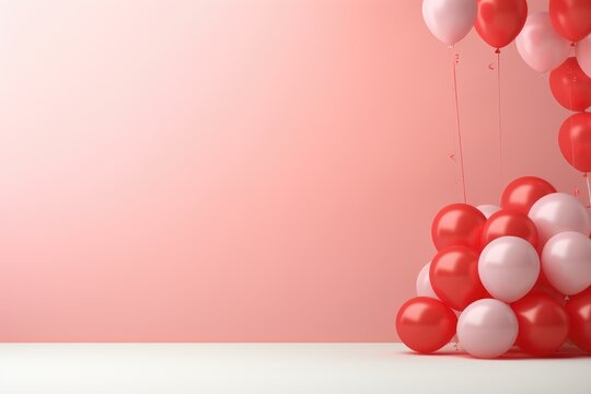 Happy anniversary, valentine day, celebration theme background with red balloons 