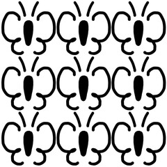 black and white pattern with butterflies