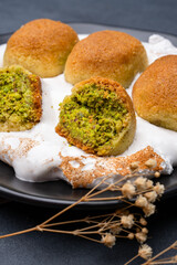 Turkish dessert kerebic on black background