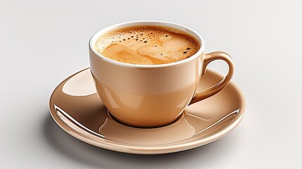 tasse à café isotherme sur fond blanc, tasse à café/mug avec du café noir chaud, vue de dessus - obrazy, fototapety, plakaty