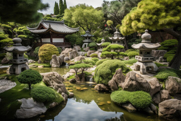 Fototapeta na wymiar Japanese garden - Generative AI