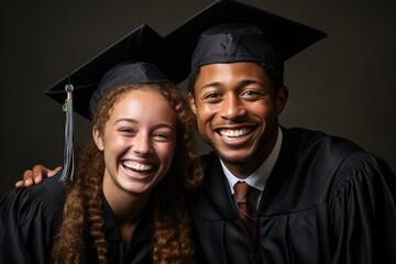 Two happy smiling university graduates