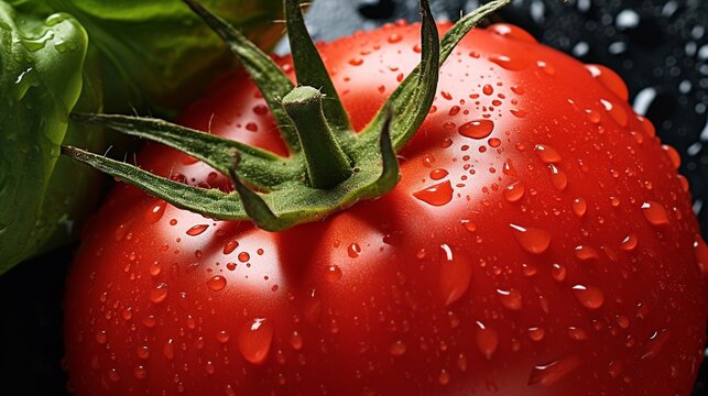A close-up photo of a fresh red tomato