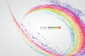 A rainbow-shaped abstract figure composed of countless dots, symbolizing soaring and good intentions.